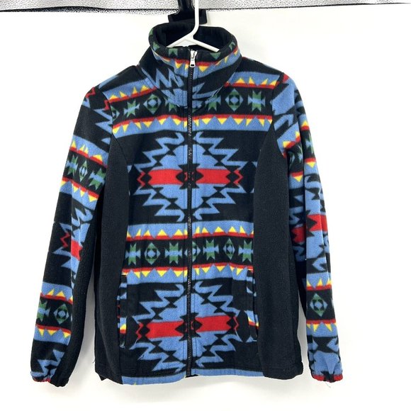 Chaps Jackets & Blazers - Vintage Chaps Aztec Southwest Multicolor Print Full Zip Fleece Jacket Womens S